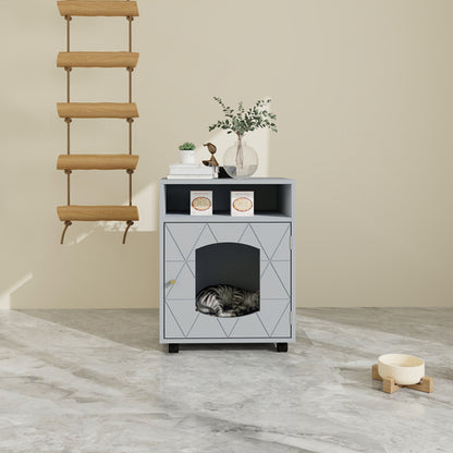 Wooden Pet House Cat Litter Box Enclosure with Drawer